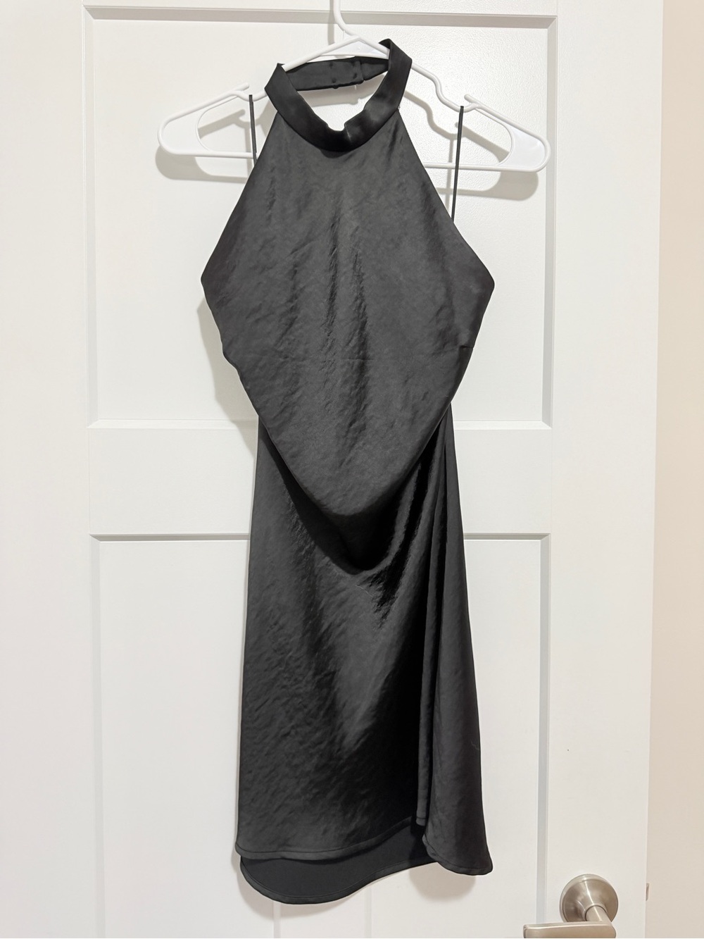 Dynamite Black Halter Satin-Style Midi Dress